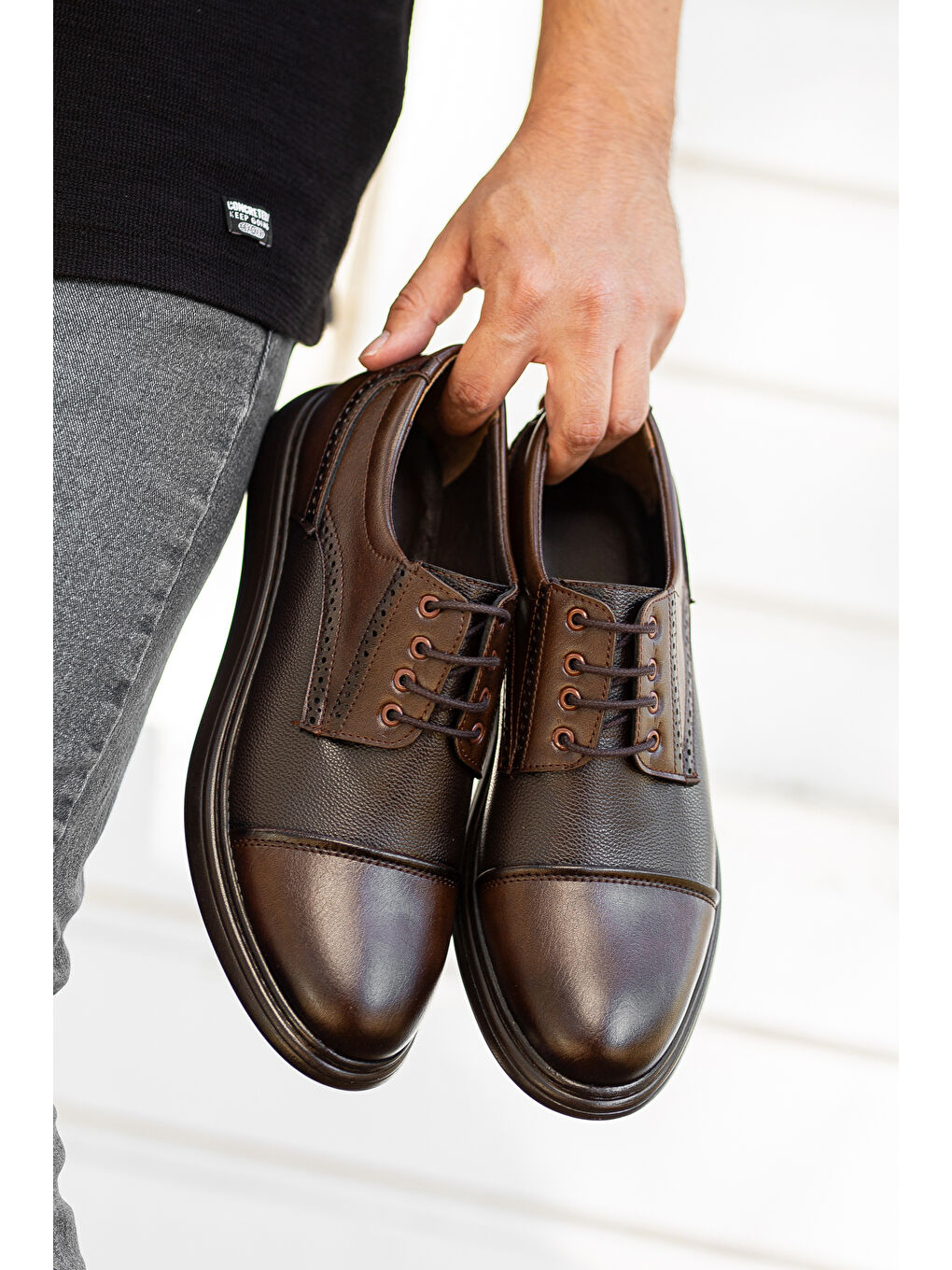 Kahverengi D0235 Günlük Ortopedik Erkek Klasik Ayakkabı-3