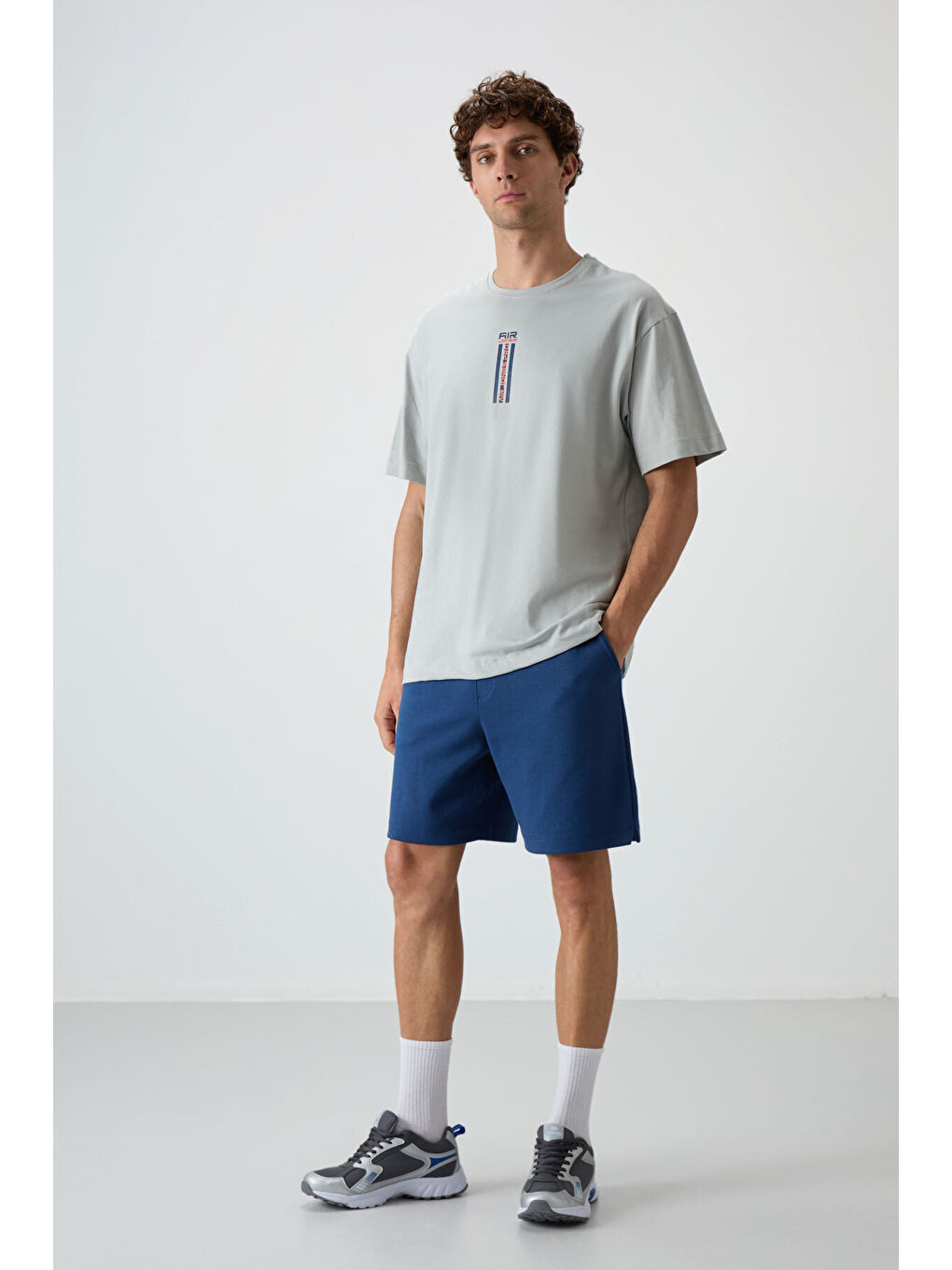 Bej Taş %100 Pamuk Kalın Yumuşak Dokulu  Fit Baskılı Erkek Tişört - 88360-2