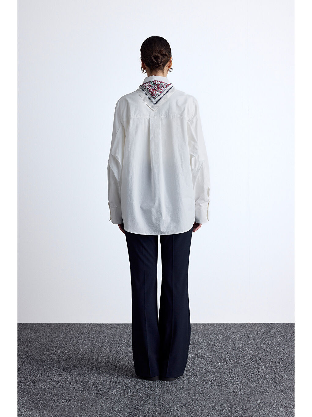 Pile Detaylı Oversıze Gömlek Ekru-7