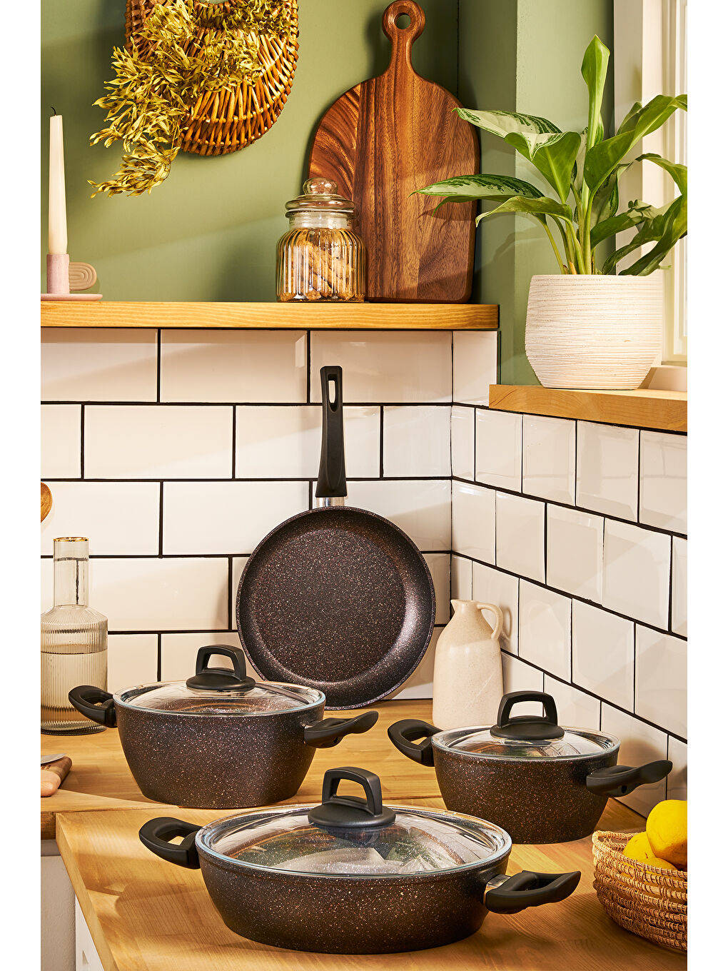 Siyah Star 7 Parça Tencere Seti