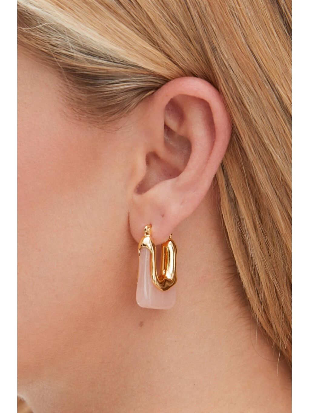 Pembe Şeffaf Frost Akrilik Çanta Küpe