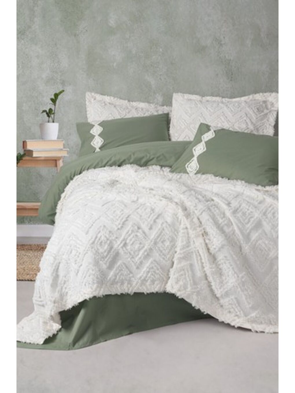 Karışık Pamuk Box Limi Yatak Örtülü Nevresim Takımı Luke Krem