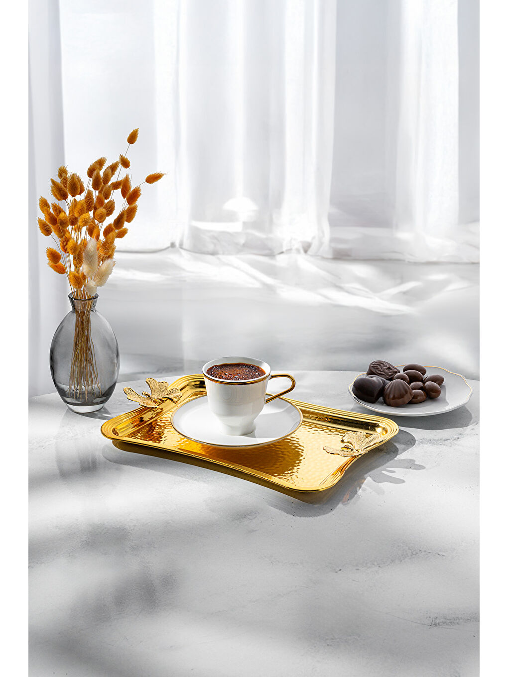 Sarı Butterfly Tepsi Gold