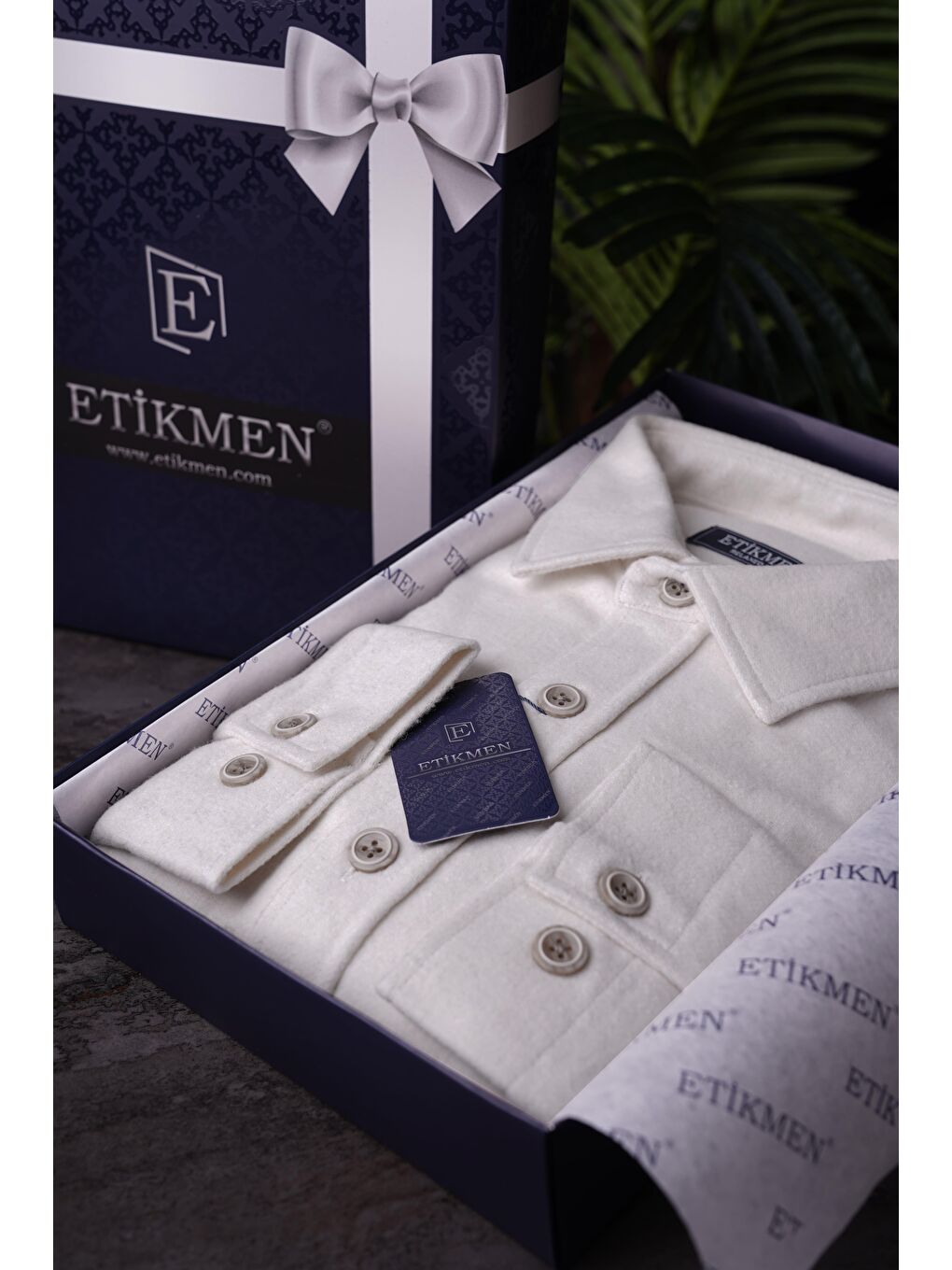 Beyaz Düz Oversize (Geniş Kalıp) Kalın Oduncu Erkek Gömlek-3