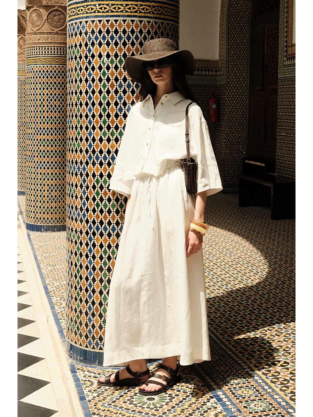 Bol Kesim Keten Etek Ekru