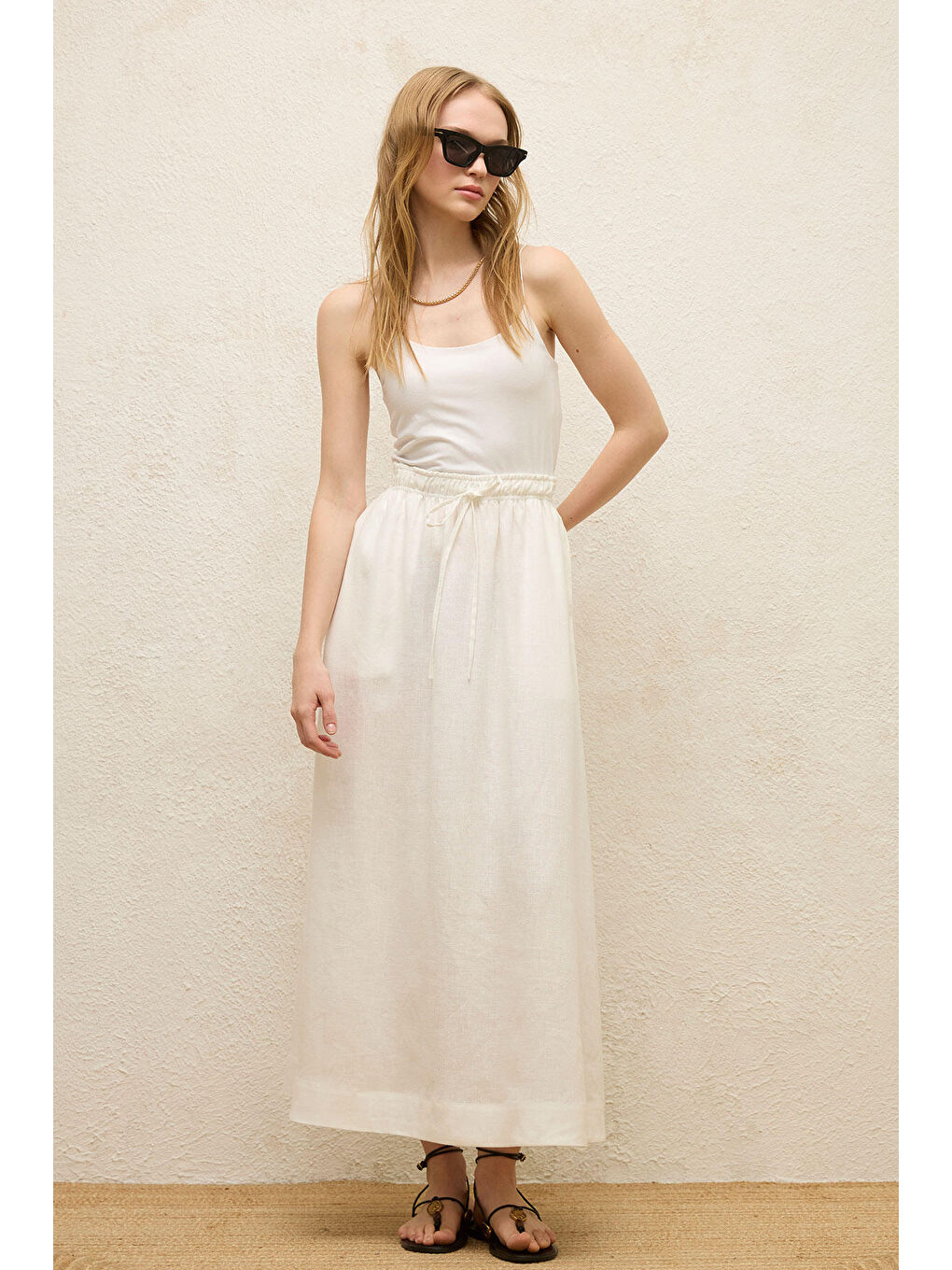 Bol Kesim Keten Etek Ekru-1