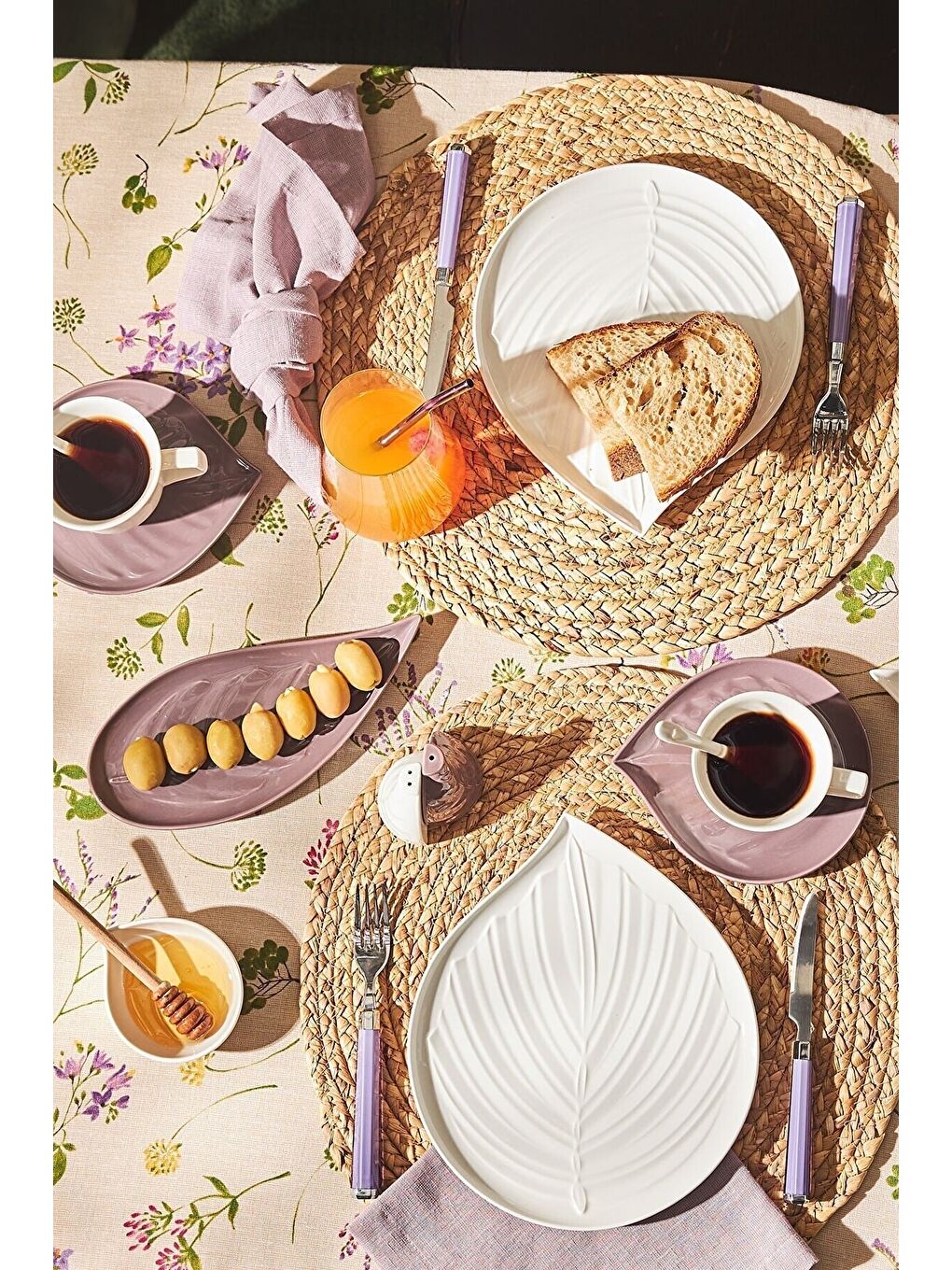 Beyaz Leaf 32 Parça 6 Kişilik Kahvaltı/Servis Takımı