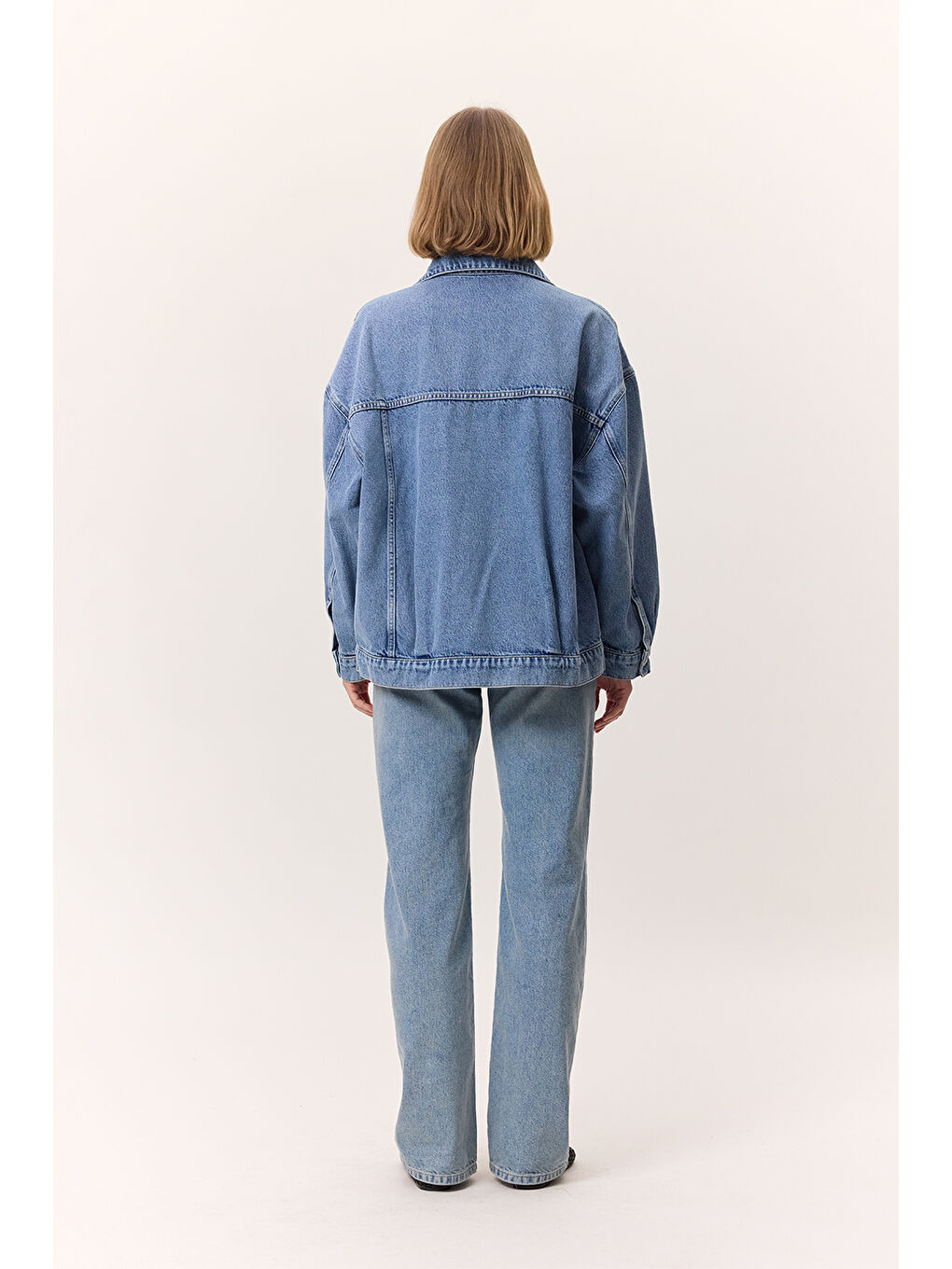Oversıze Form Denim Ceket Mavi-7