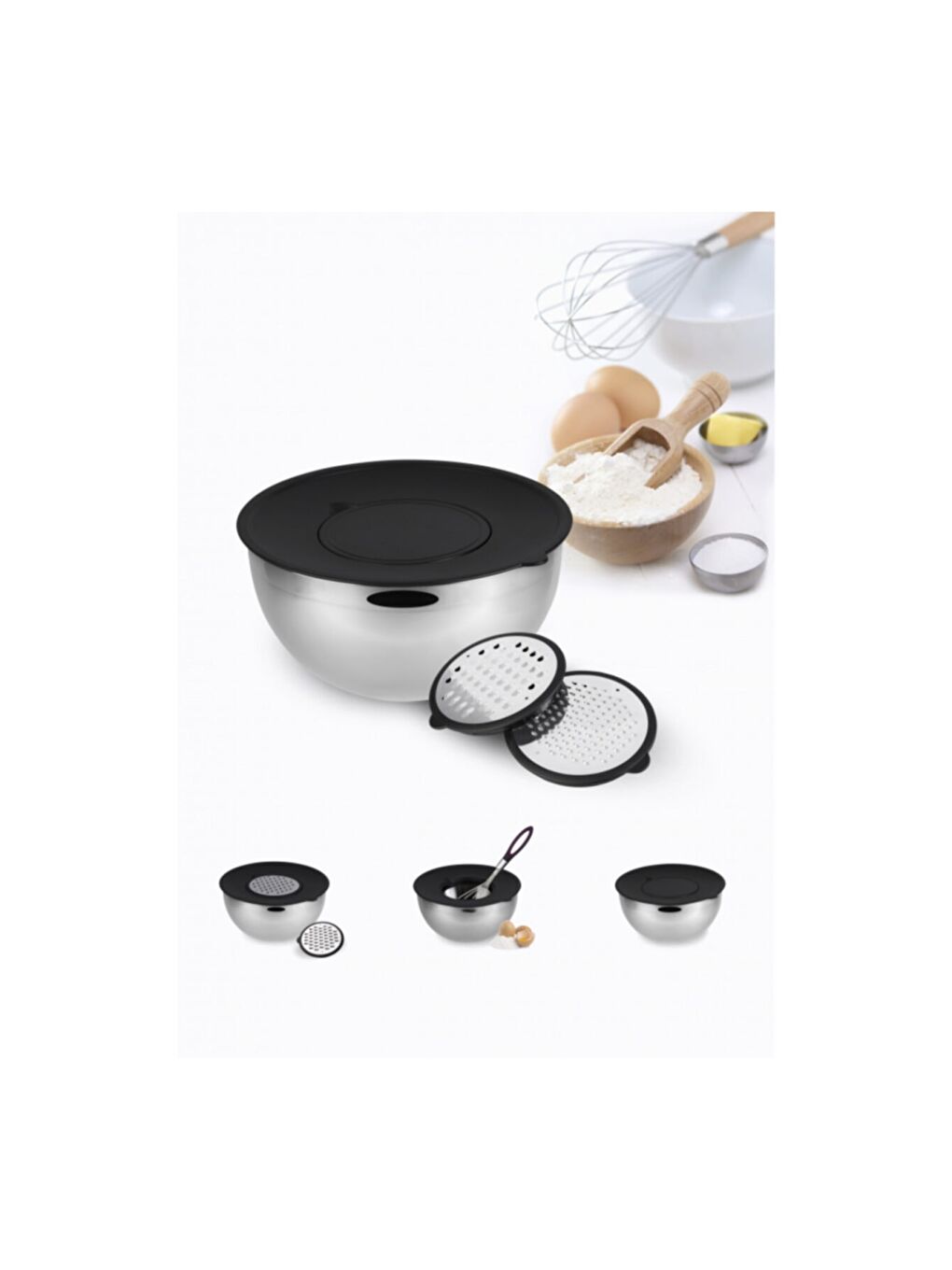 Demre 3 in 1 Siyah Çok Amaçlı Karıştırma ve Saklama Kabı