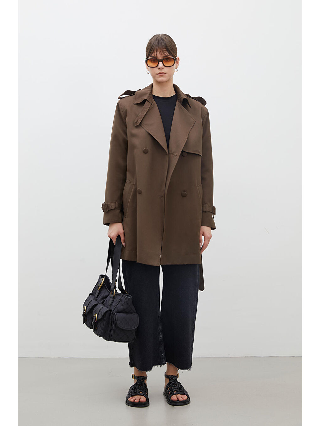 Chelsea Kruvaze Trençkot Kahverengi-1