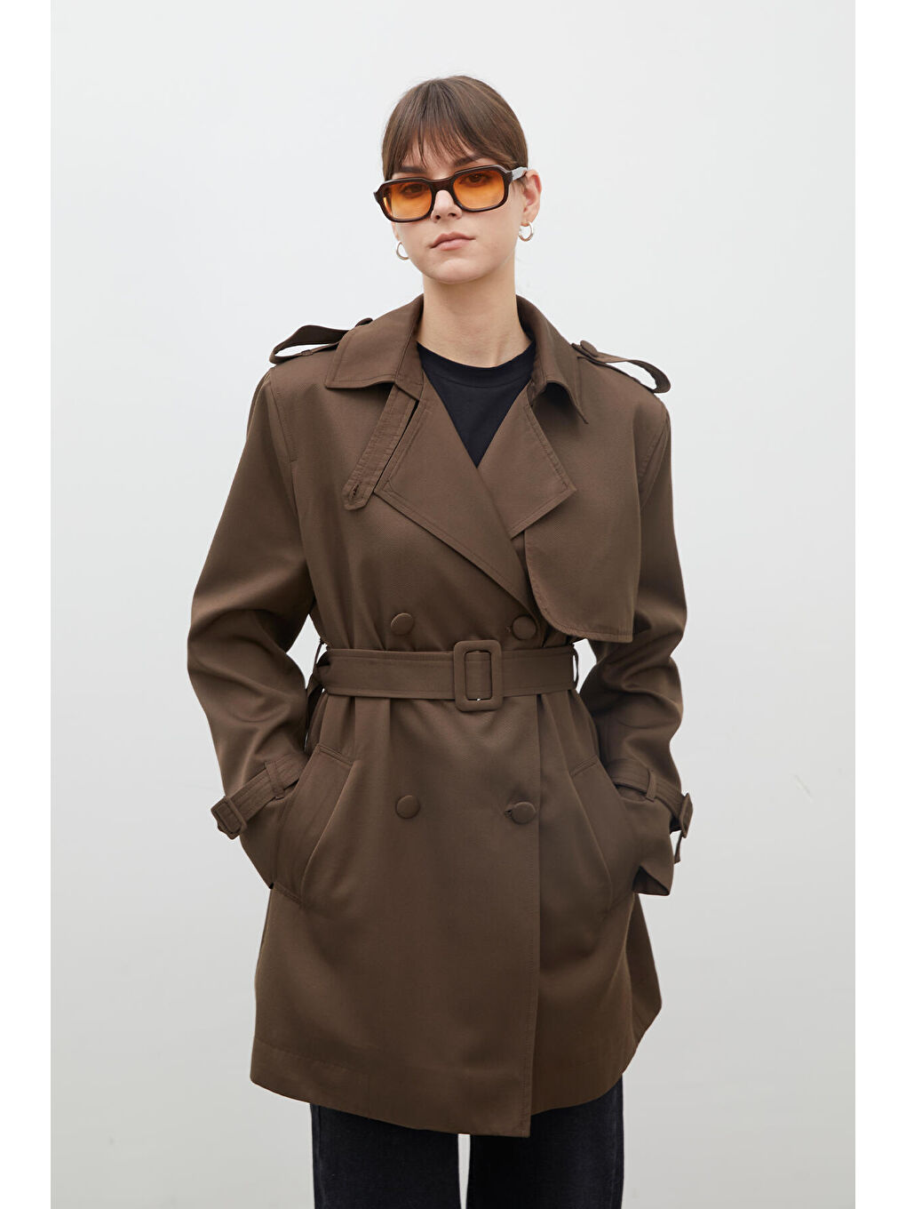 Chelsea Kruvaze Trençkot Kahverengi-2