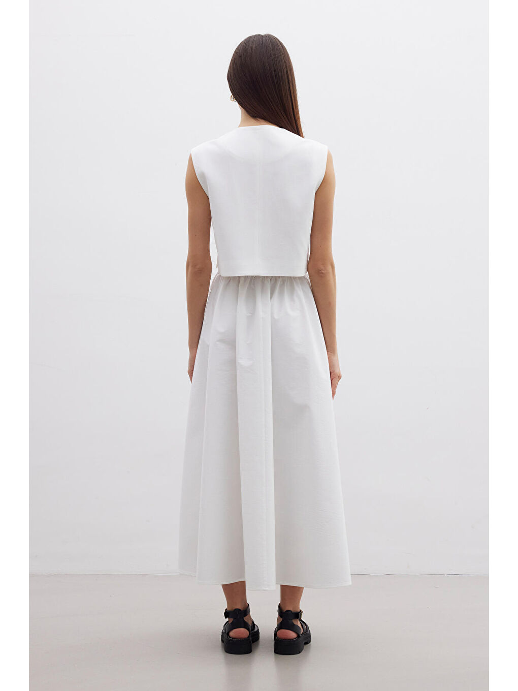 Önden Düğmeli Kısa Yelek Ekru-7