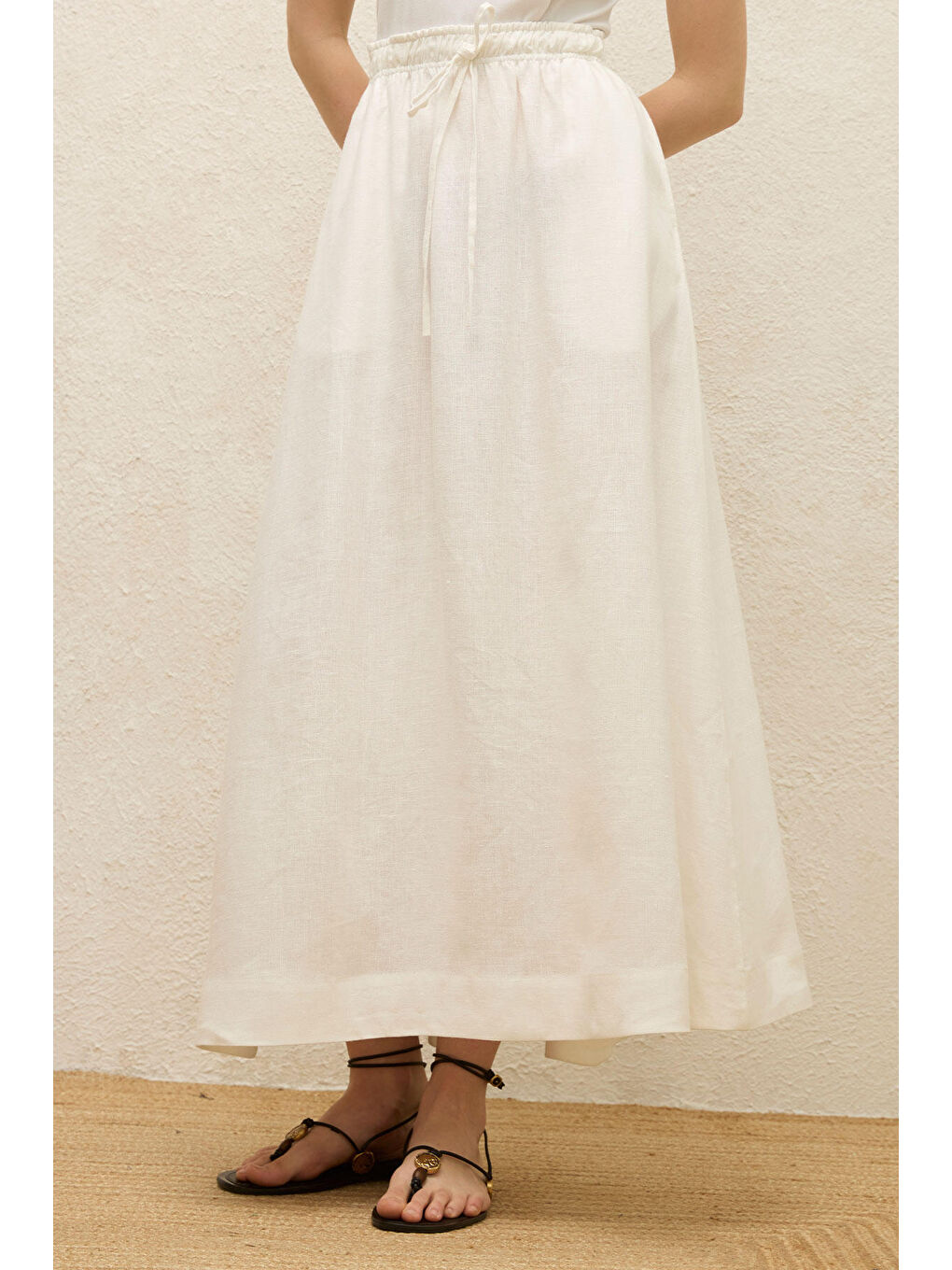 Bol Kesim Keten Etek Ekru-6