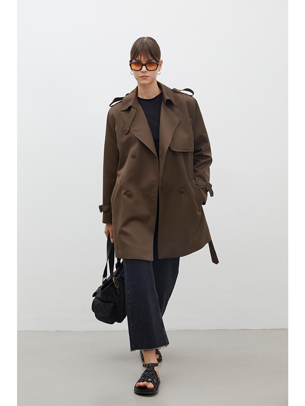 Chelsea Kruvaze Trençkot Kahverengi-3