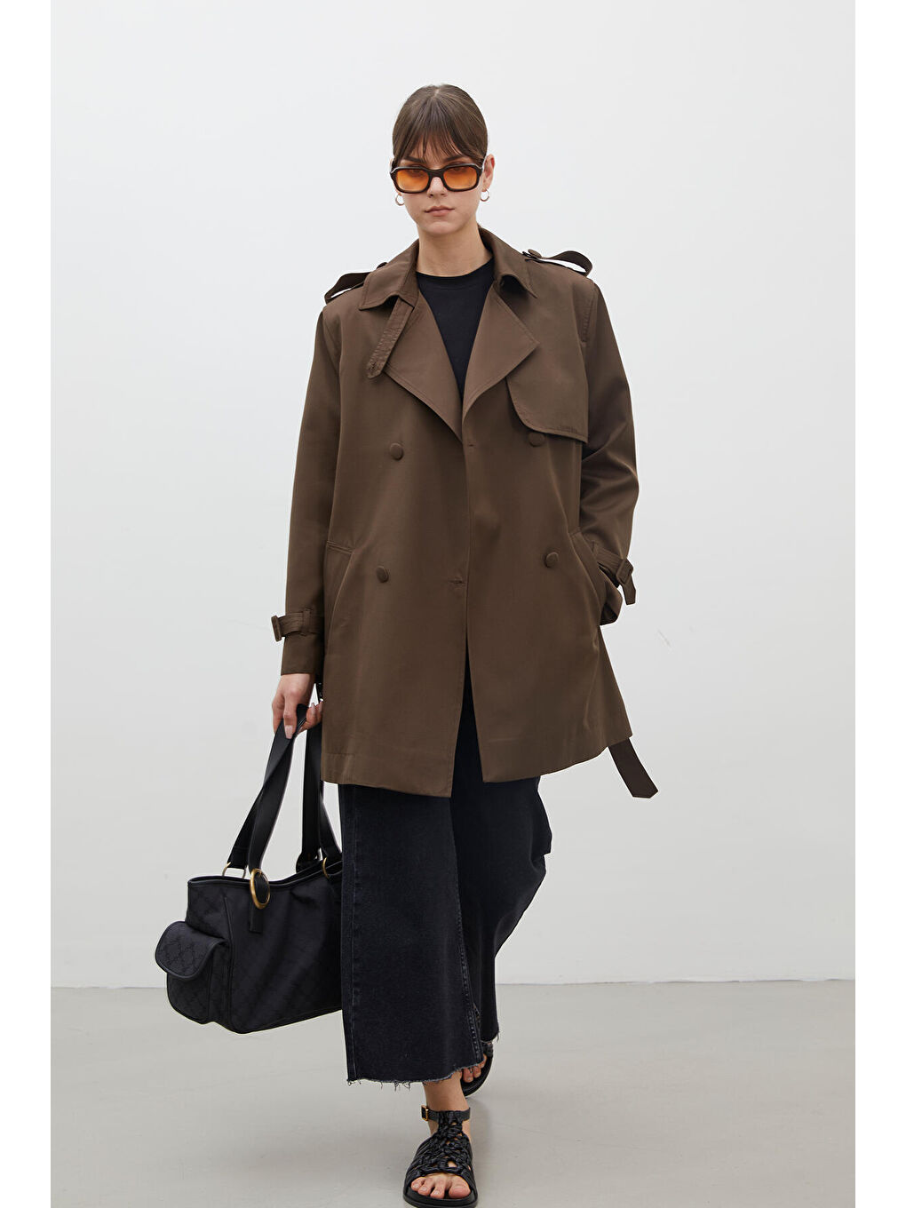 Chelsea Kruvaze Trençkot Kahverengi-4