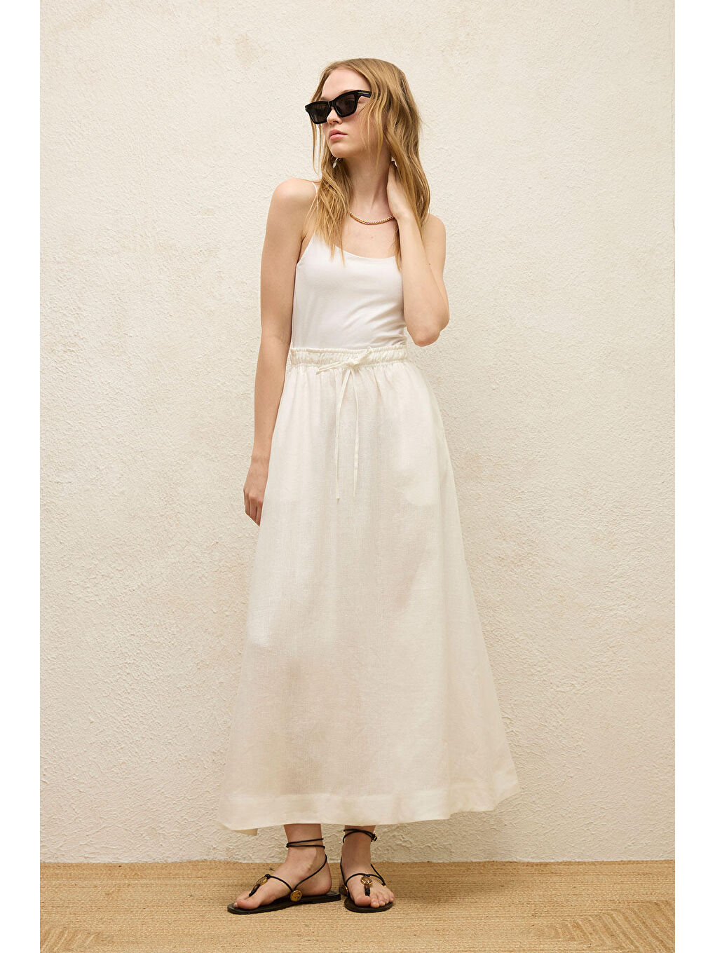 Bol Kesim Keten Etek Ekru-7