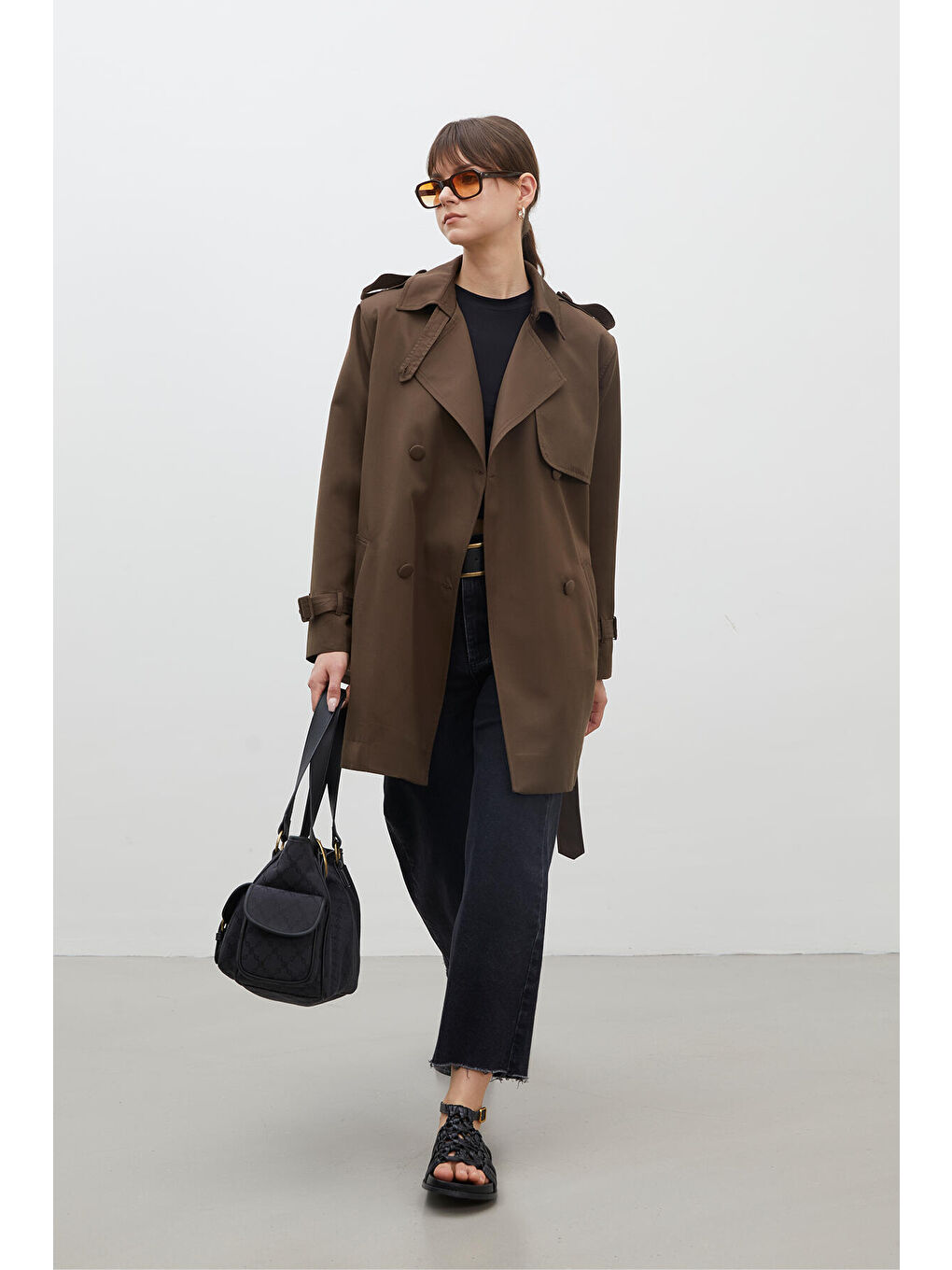 Chelsea Kruvaze Trençkot Kahverengi-5