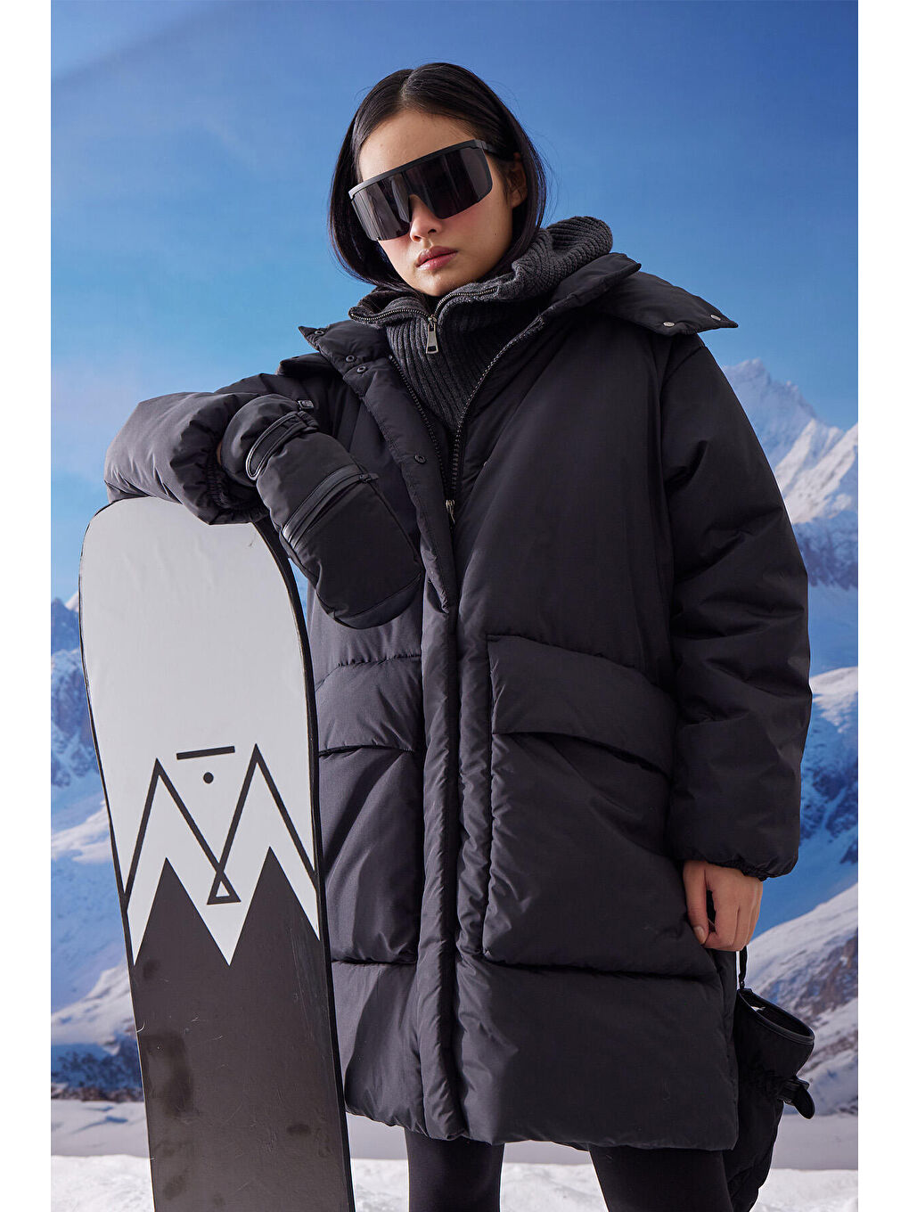 Kapüşonlu Anorak Mont Siyah