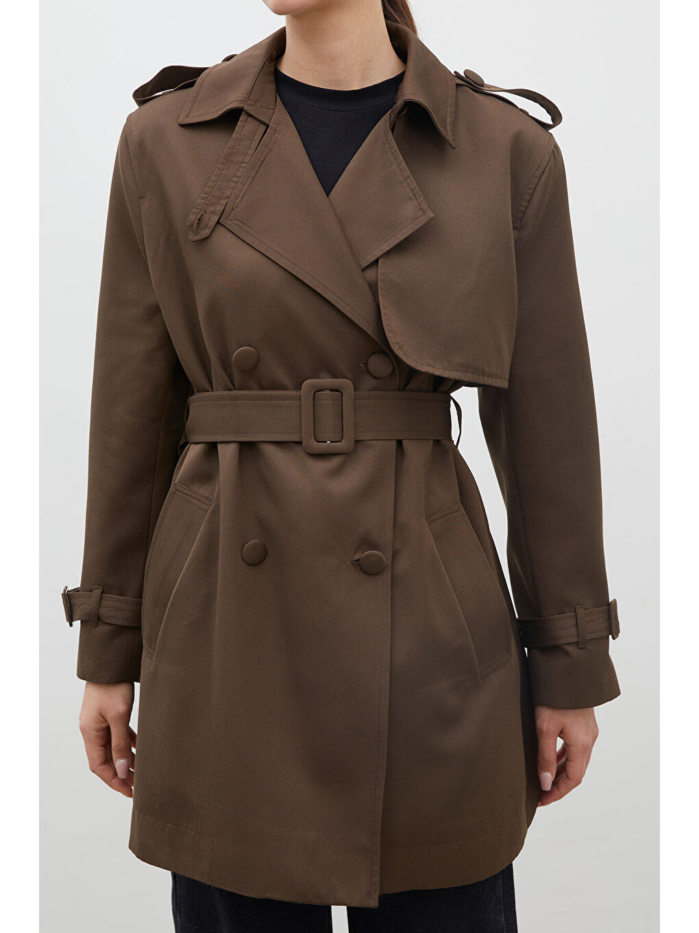 Chelsea Kruvaze Trençkot Kahverengi-6