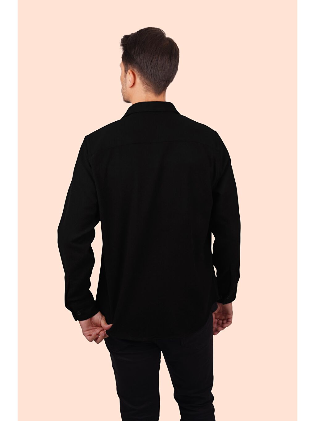 Etikmen Siyah Düz Oversize Oduncu Erkek Gömlek - 6