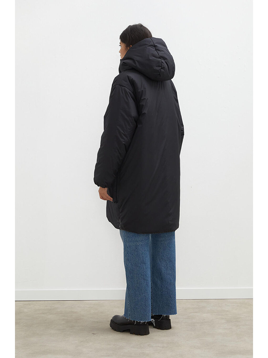 Kapüşonlu Anorak Mont Siyah-7