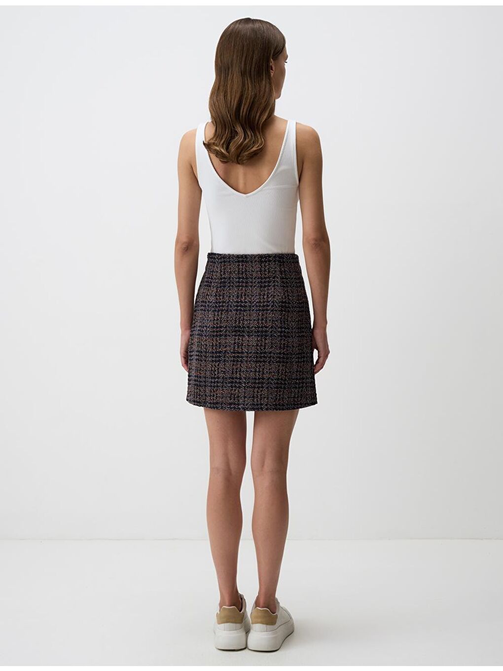 Lacivert Düz Kesim  Dokuma Etek-6