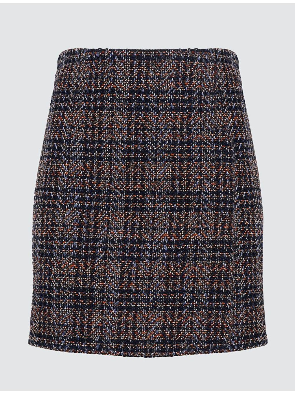 Lacivert Düz Kesim  Dokuma Etek-7