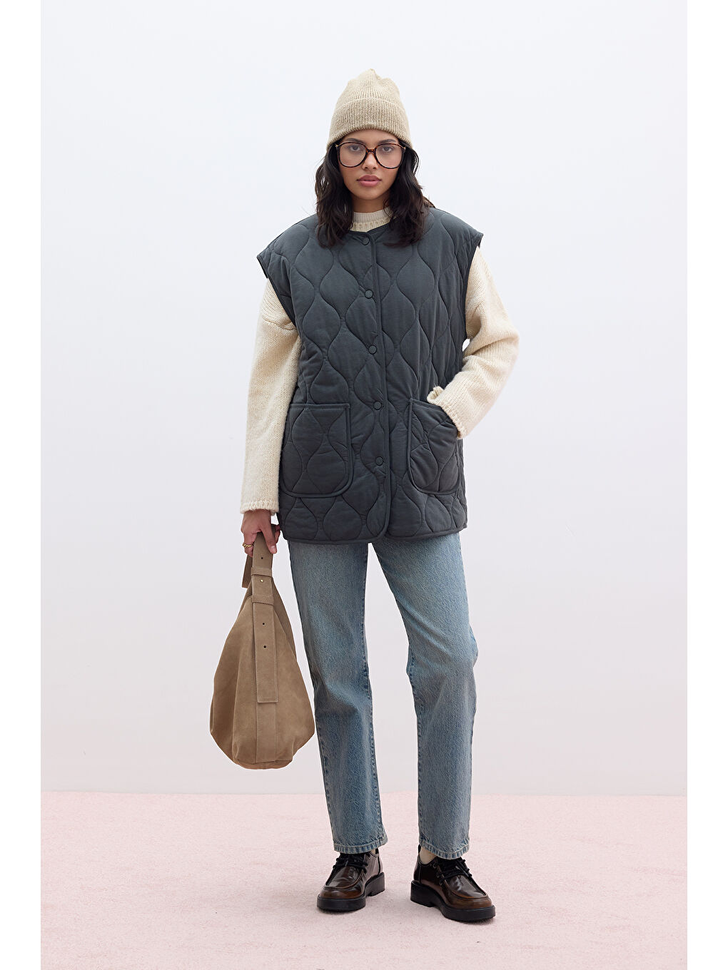 Kapitone Cepli Yelek Antrasit-2