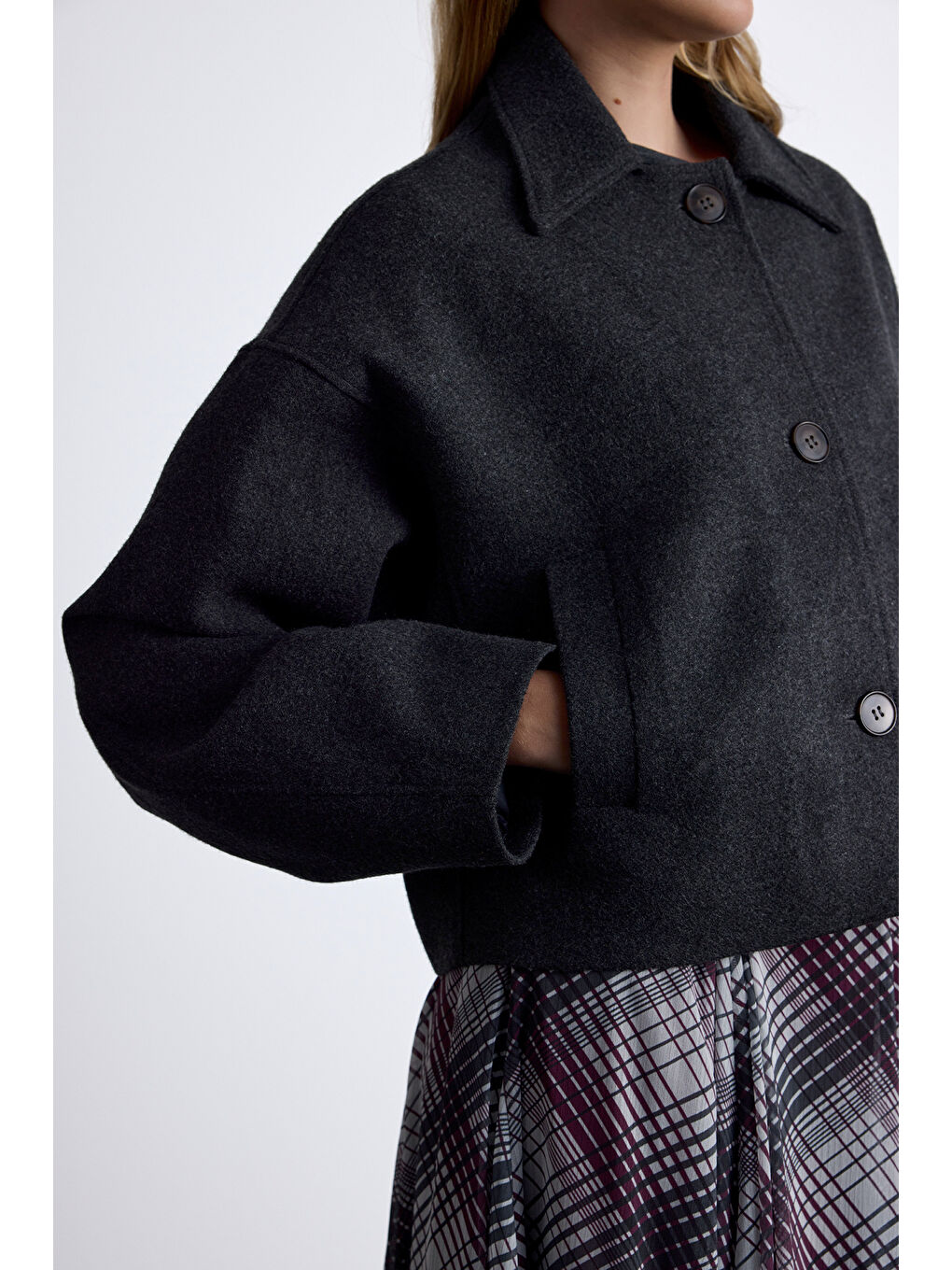 Dori Kısa Kaşe Kaban Antrasit-1