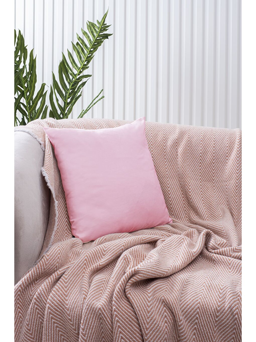 Panoroma Pembe Düz Sade Kırlent Kılıfı  Punch (Panç) İşlemeye Uygun Dekoratif Yastık Kılıfı 50x50