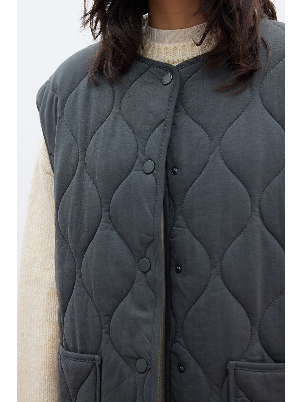 Kapitone Cepli Yelek Antrasit-5