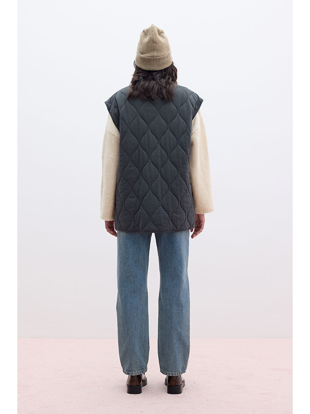 Kapitone Cepli Yelek Antrasit-6