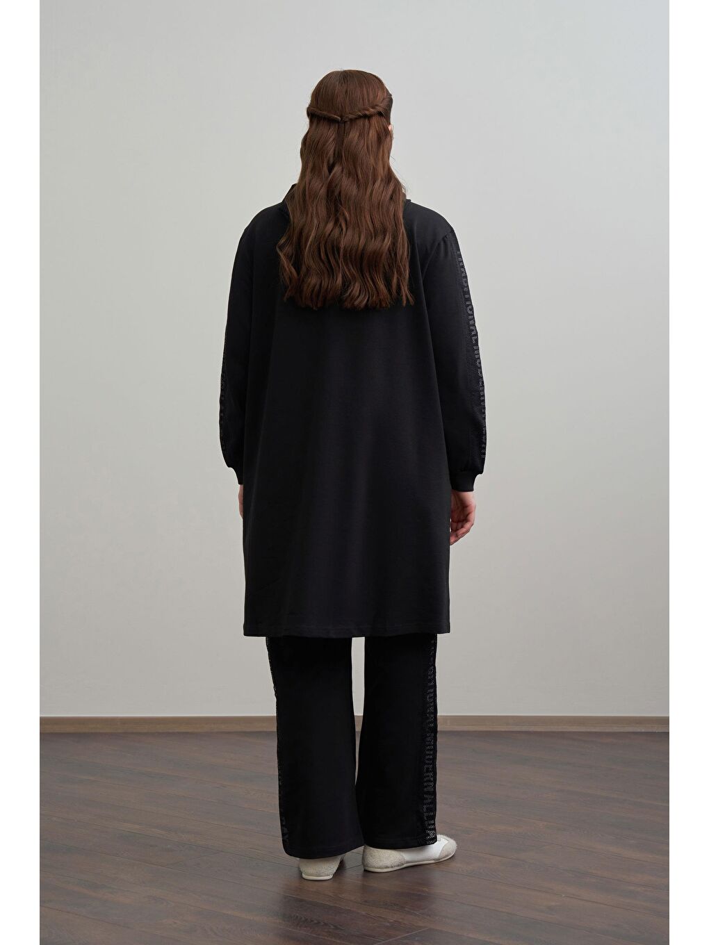 Siyah-Baskılı Fileli Büyük Beden Eşofman Takımı-2