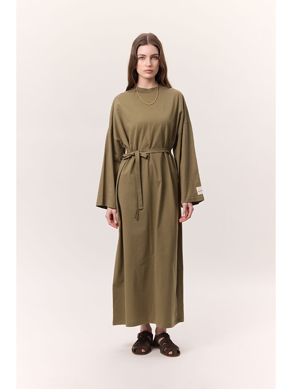 Oversize Uzun Rahat Elbise Haki