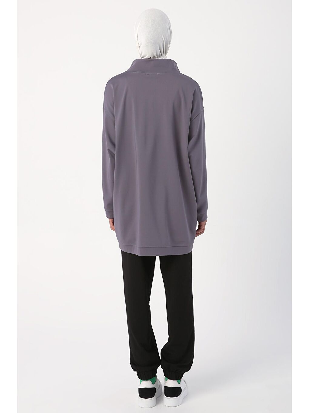 Gri Neon Detaylı Oversize Sweat Tunik-3