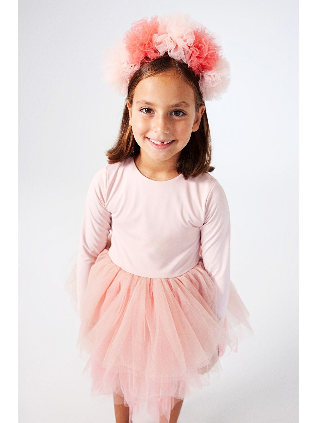 Pembe Pudra Tütü Etekli Kız Çocuk Balerin Elbise - Miranda-1