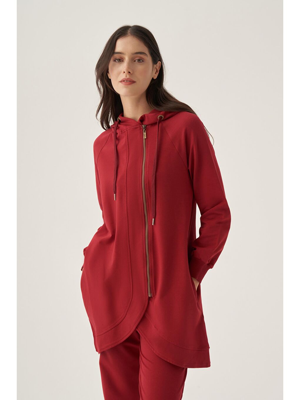 Pembe Gül-Yandan Fermuarlı Cepli Eşofman Takımı-3