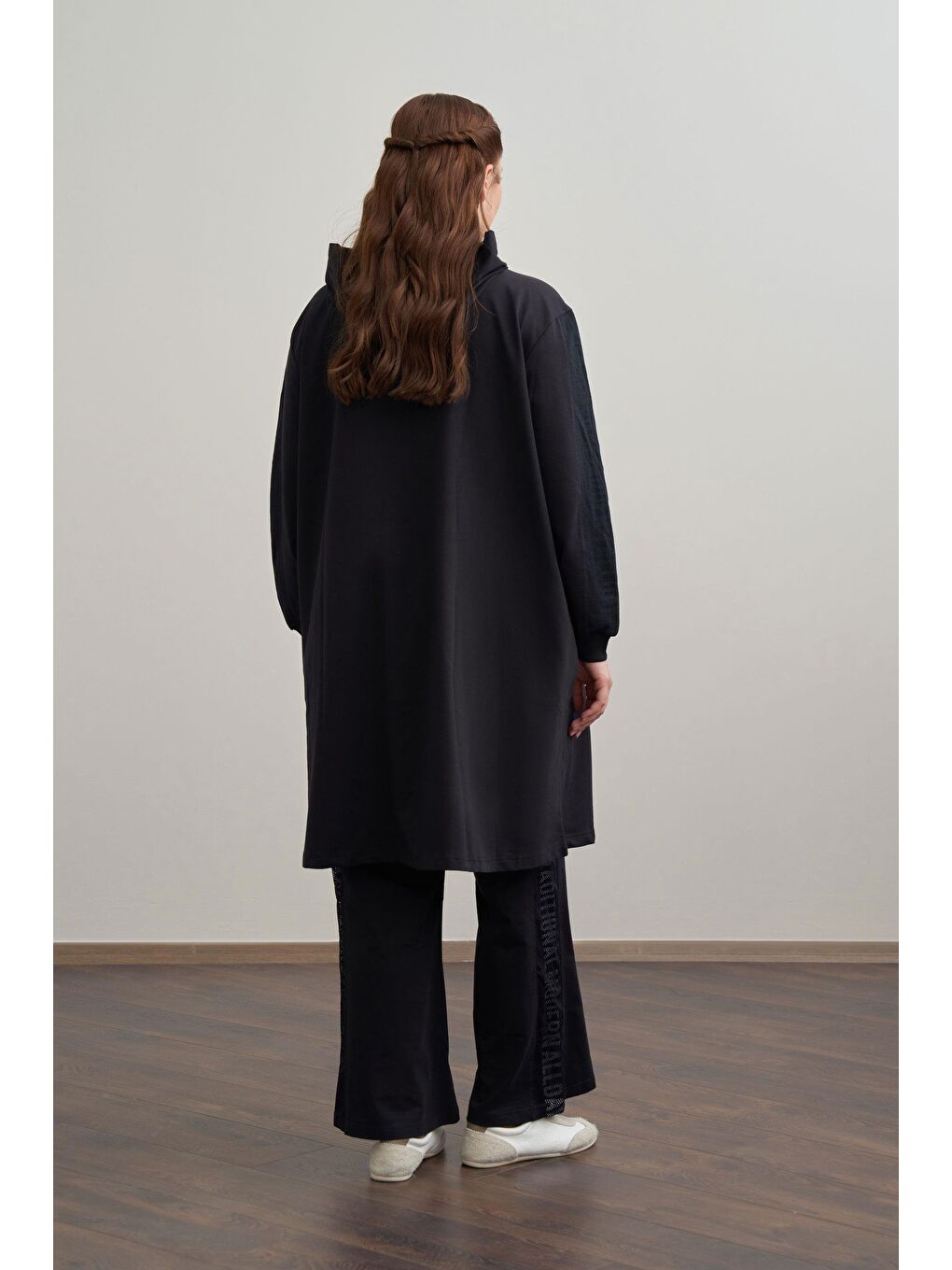 Lacivert-Baskılı Fileli Büyük Beden Eşofman Takımı-2