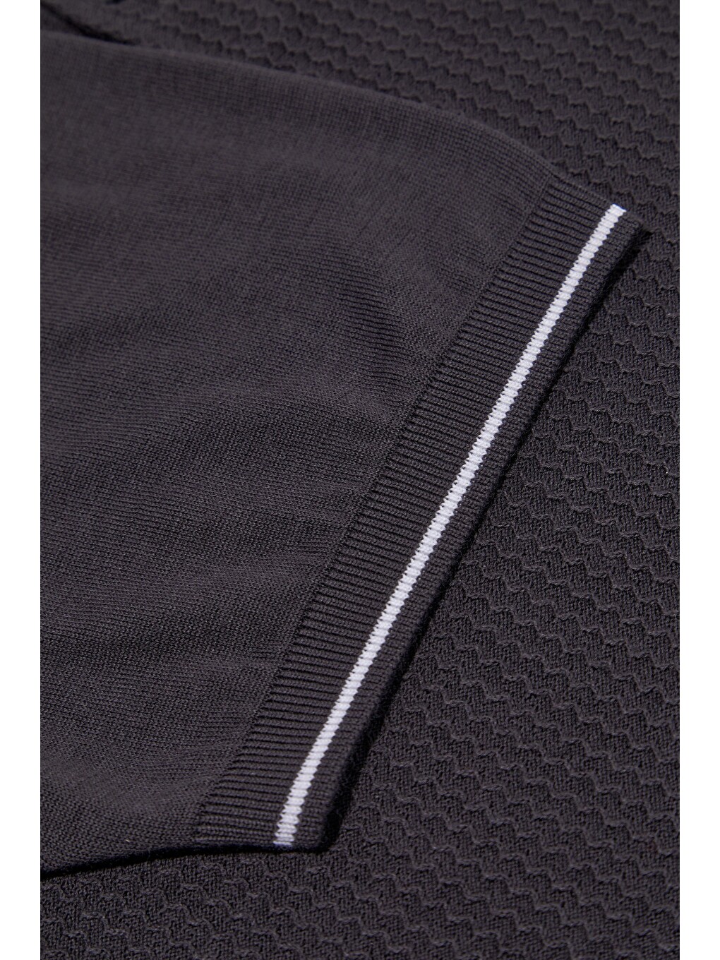 Antrasit Slim Fit %100 Pamuk Jakarlı Polo Yaka Triko T-shirt-4