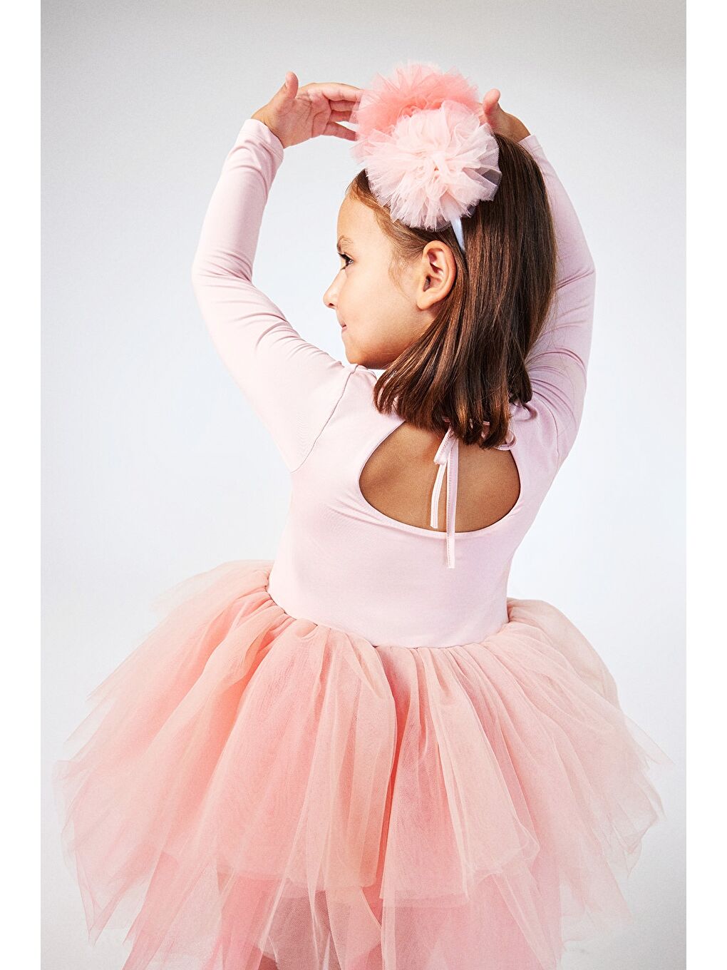 Pembe Pudra Tütü Etekli Kız Çocuk Balerin Elbise - Miranda-3