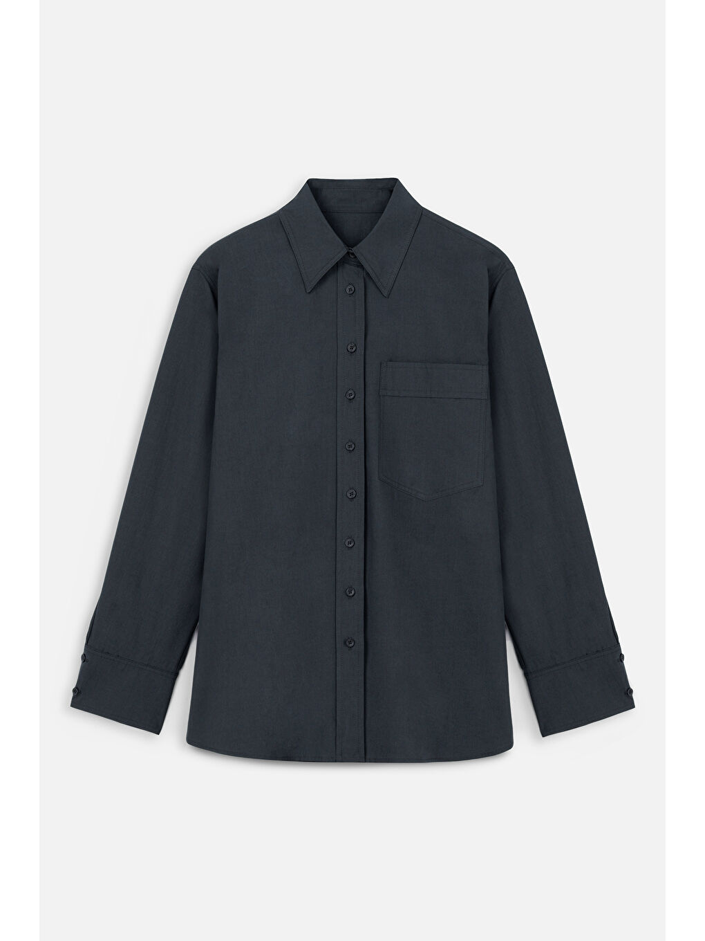 Gri Pile Detaylı Oversıze Gömlek Duman-1