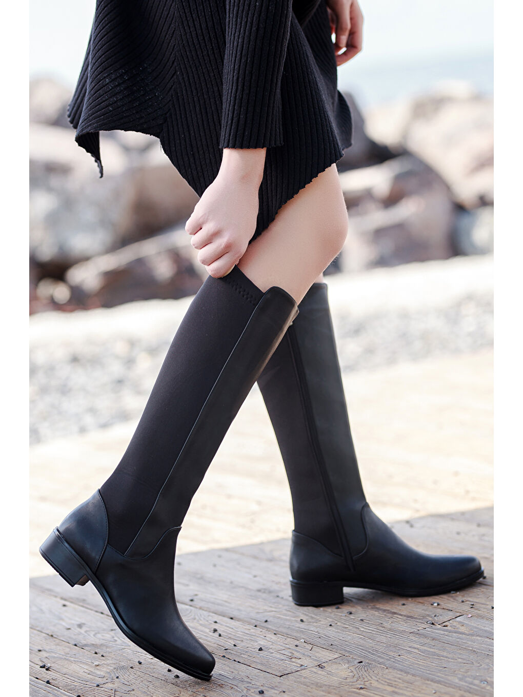 Siyah D3025 Kadın Günlük Çizme-3