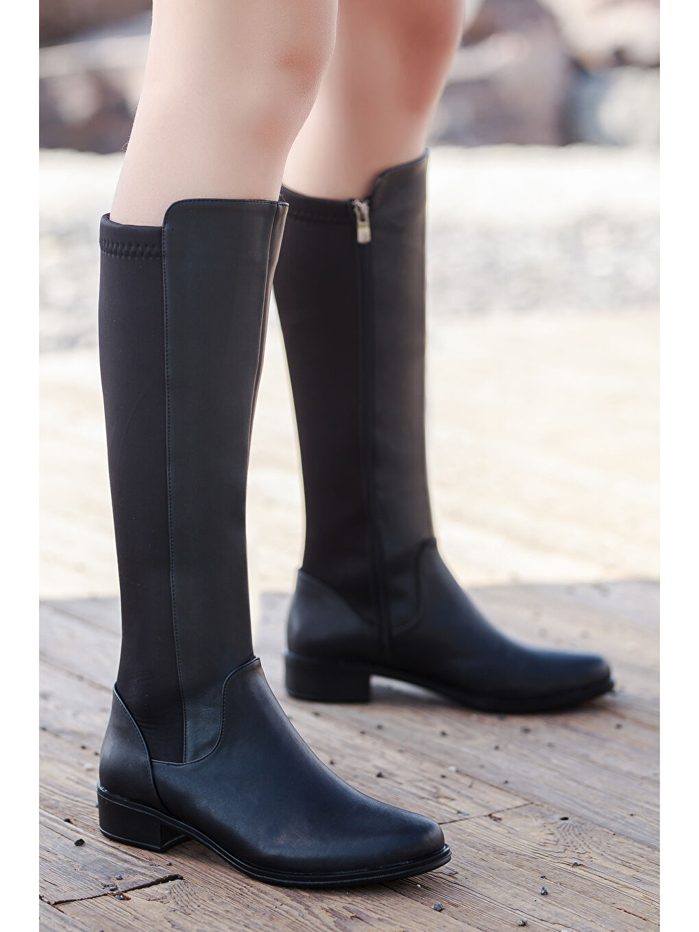 Siyah D3025 Kadın Günlük Çizme-5