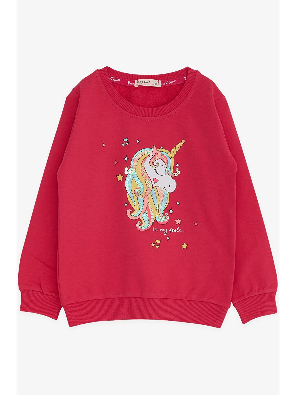 Kız Bebek Sweatshirt Baskılı Pullu Fuşya (6 Yaş)