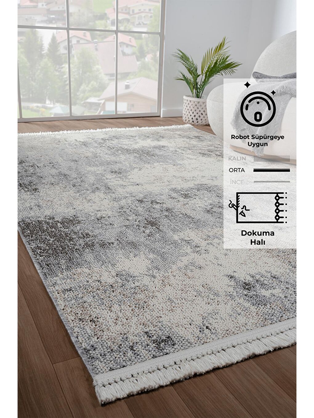 Bej Bastia 1275 KremYumuşak Örgü Modern Dokuma Bukle Halı-120x180