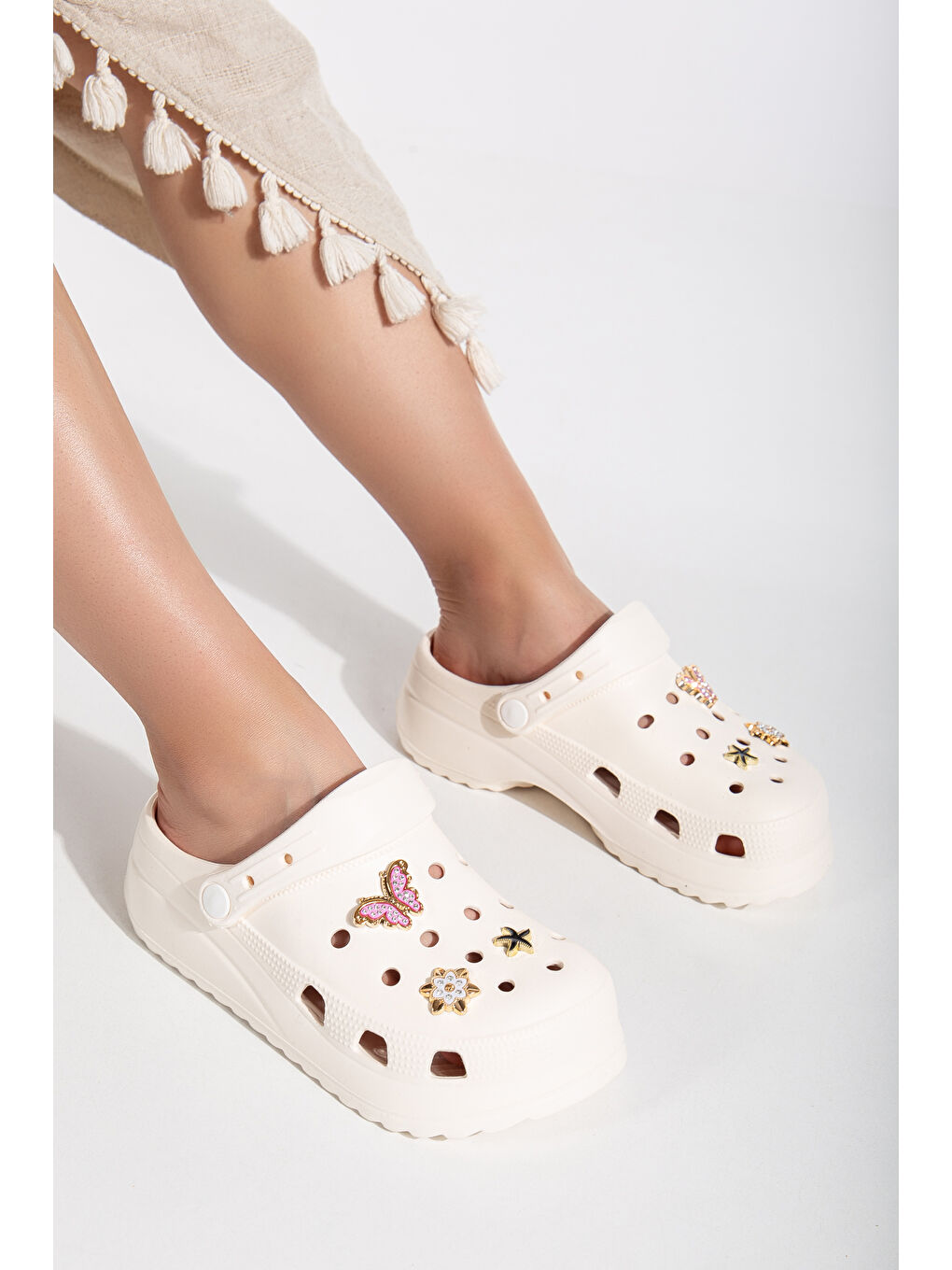 Ekru D129 Kadın Günlük Ortopedik Terlik-7