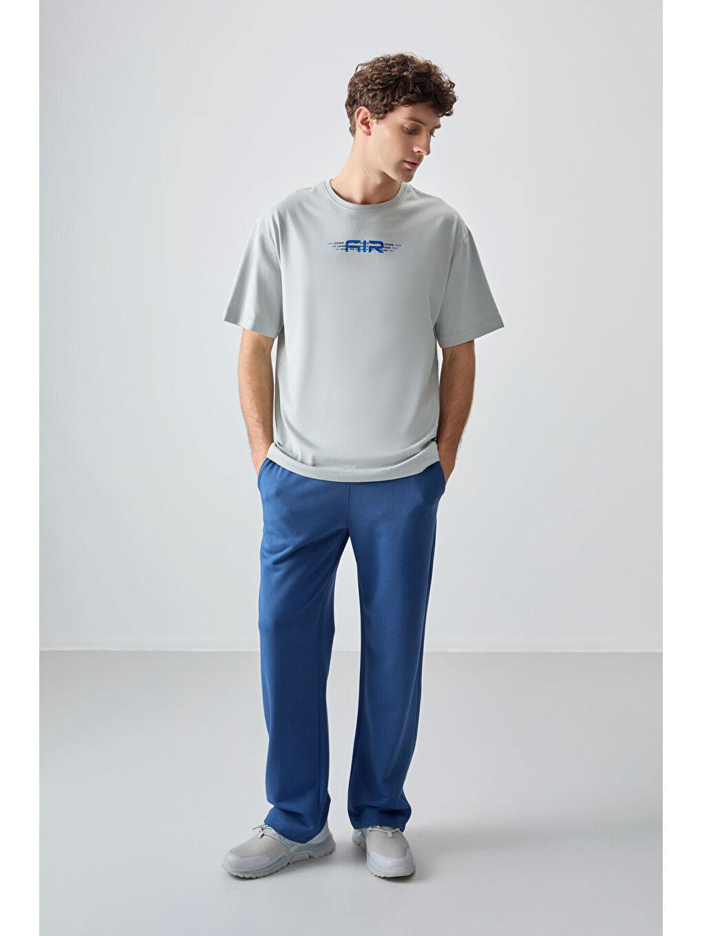 Bej Taş %100 Pamuk Kalın Yumuşak Dokulu Oversize Fit Baskılı Erkek Tişört - 88356-1