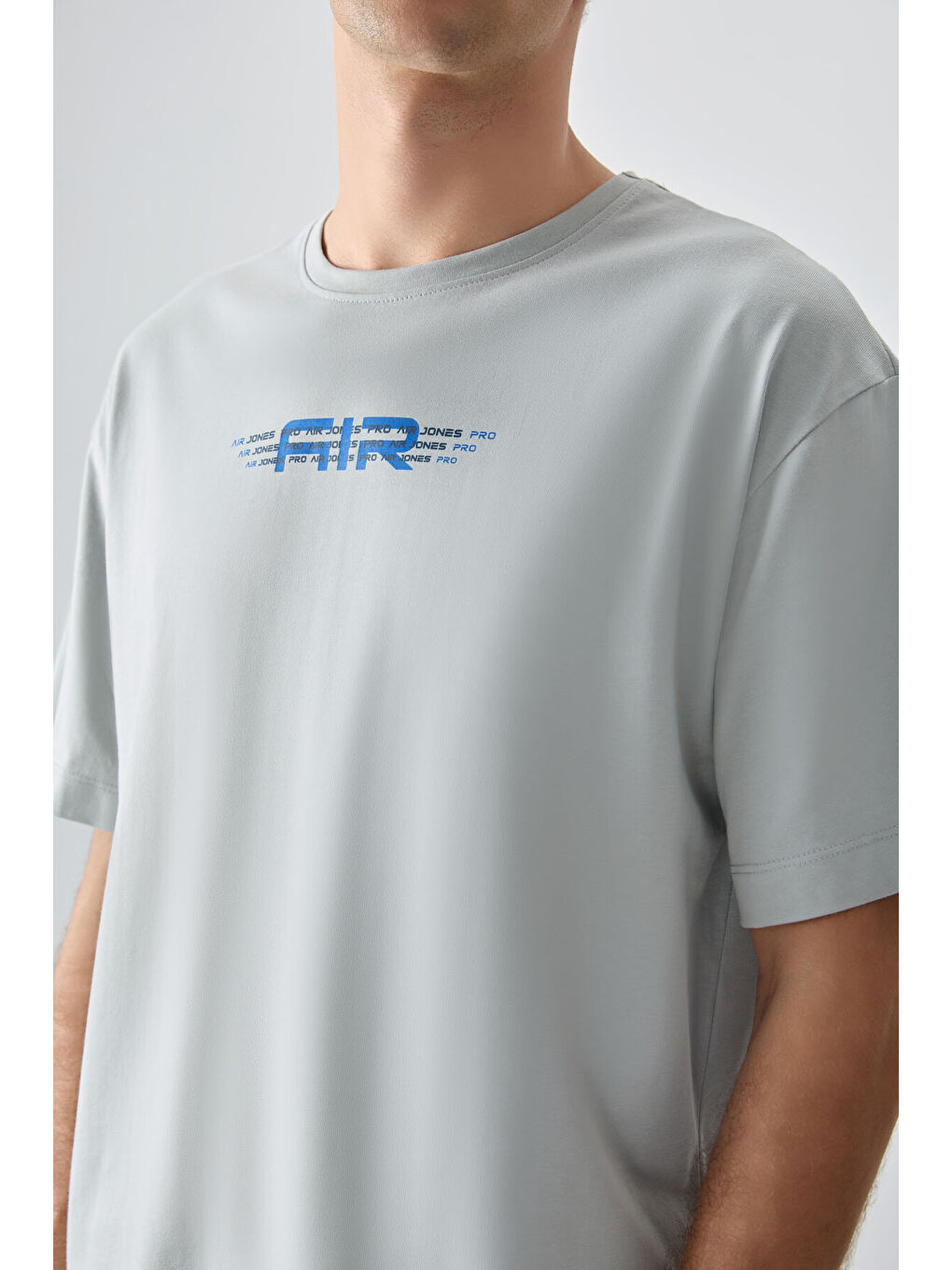 Bej Taş %100 Pamuk Kalın Yumuşak Dokulu Oversize Fit Baskılı Erkek Tişört - 88356-2