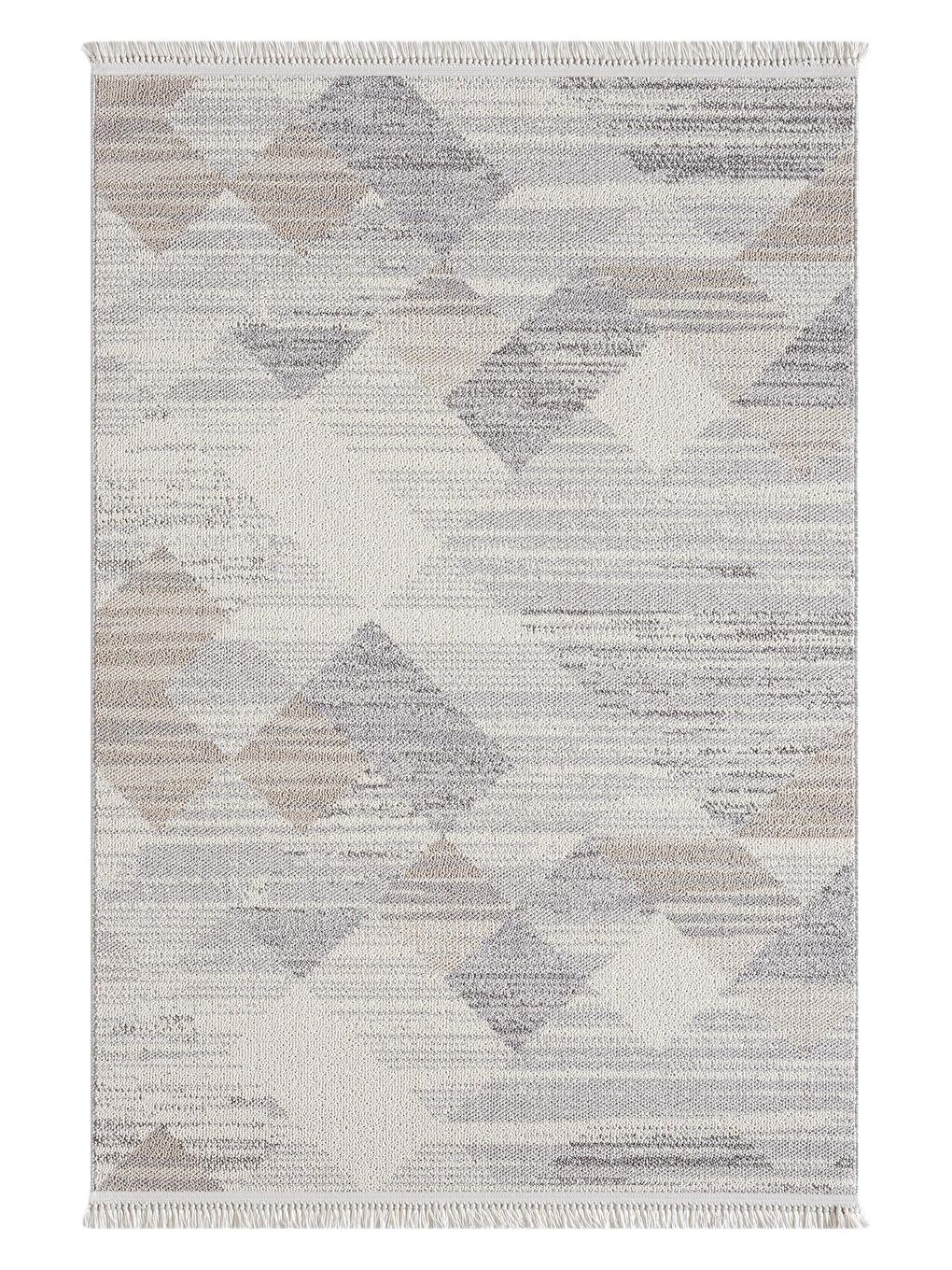 Ekru Bastia 1274 Krem Gri Bej Yumuşak Örgü Modern Dokuma Bukle Halı-140x200-3