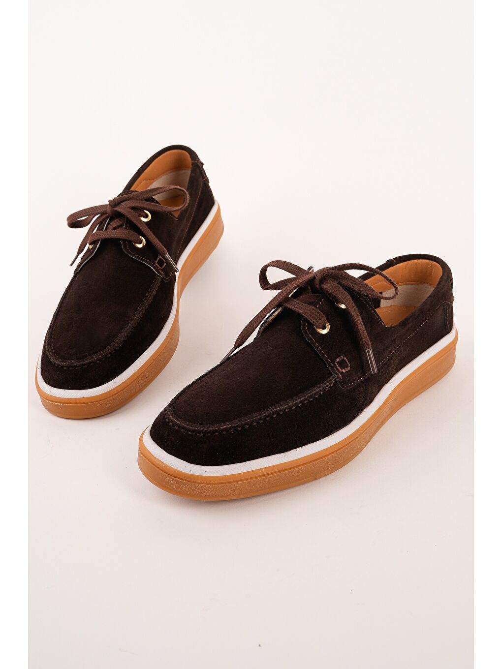 Kahverengi CRAFT Hakiki Süet Deri Bağcıklı Erkek Günlük Loafer Ayakkabı-2